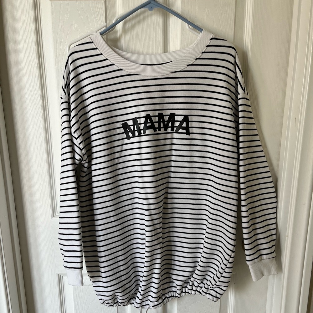 Maternity crew neck sweatshirt - tie at bottom
